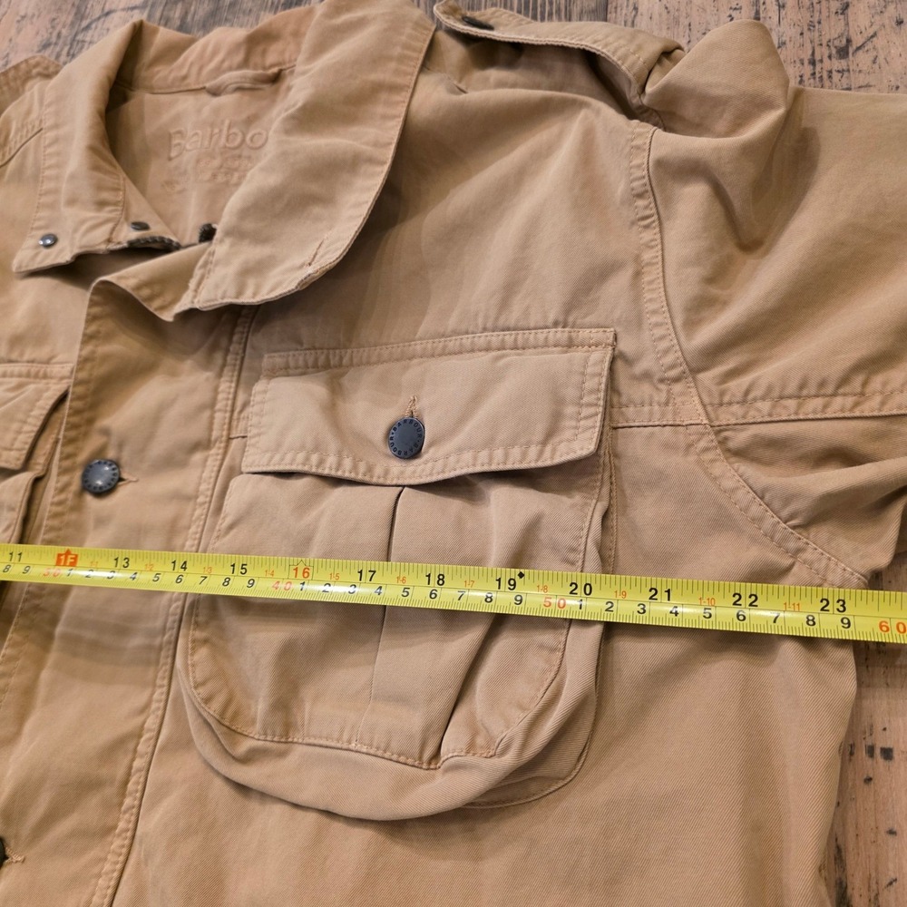 Vtg BARBOUR Men's L Washed Twill Trooper Field Jacket Tan Rugged Preppy‎ Utility - Picture 7 of 14